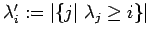 $\lambda'_i:=\vert\{j\vert\; \lambda_j \geq i\}\vert$