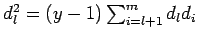 $ d_l^2=(y-1)\sum_{i=l+1}^m d_ld_i$