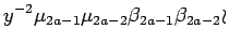 $\displaystyle y^{-2}\mu_{2a-1}\mu_{2a-2}\beta_{2a-1}\beta_{2a-2} \wr$