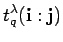 $\displaystyle {t_q^{\lambda}({\bf i}:{\bf j})}$