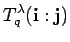 $\displaystyle {T^{\lambda}_q({\bf i}:{\bf j})}$