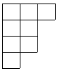 $\displaystyle \begin{array}{*{4}{\vert p{2mm}}\vert}
\cline{1-3}
& & &\multico...
...lumn{2}{c}{} \\ \cline{1-2}
&\multicolumn{3}{c}{} \\ \cline{1-1}
\end{array}
$