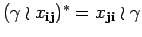 $ ({\gamma \wr x_{{\bf i} {\bf j}}})^*=x_{{\bf j} {\bf i}}\wr \gamma$