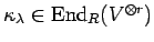 $ \kappa_{\lambda}\in
{\rm End}_{R}{(V^{\otimes r})}$