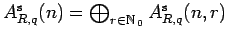 $ A^{{\rm s}}_{R,q}(n)=\bigoplus_{r\in {\mathbb{N}}\,_0} A^{{\rm s}}_{R,q}(n,r)$