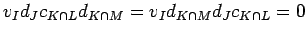 $ v_{I}d_Jc_{K\cap L}d_{K\cap M}=v_{I}d_{K\cap M} d_J c_{K\cap L}=0$